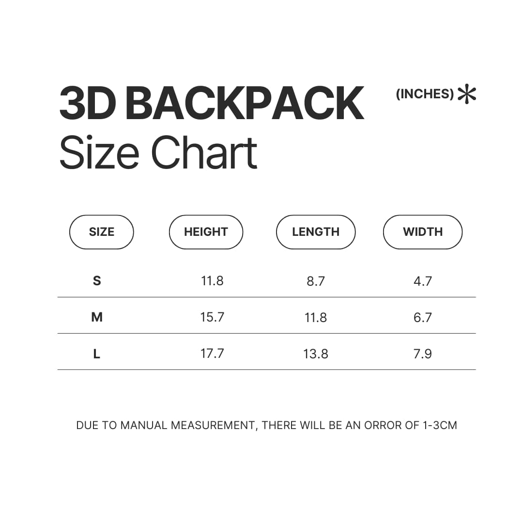 3D Backpack Size Chart - Mortal Kombat UK Shop