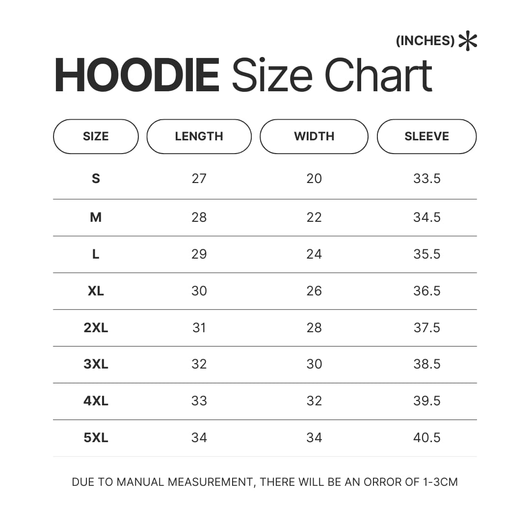 Hoodie Size Chart - Mortal Kombat UK Shop