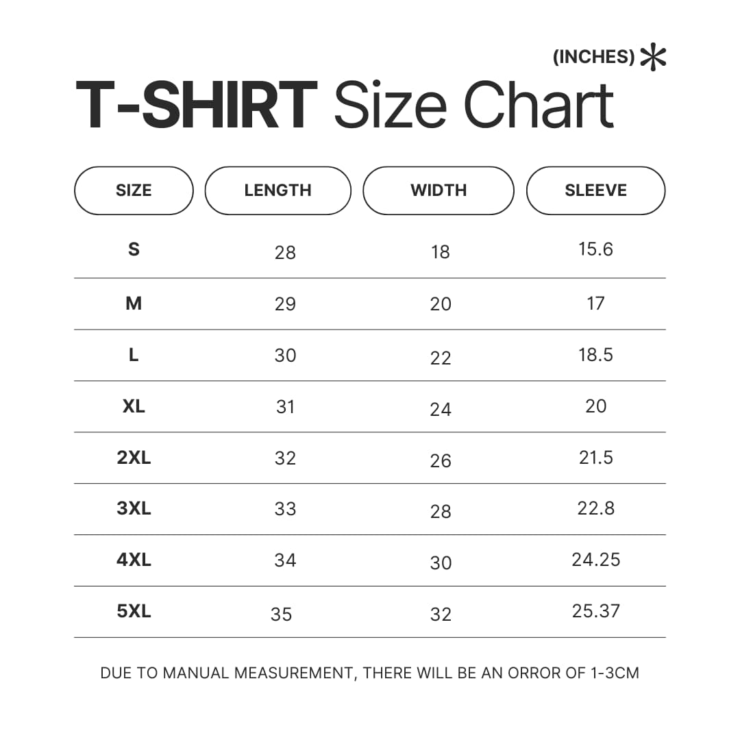 T shirt Size Chart - Mortal Kombat UK Shop