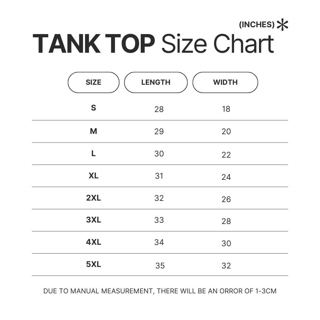 Tank Top Size Chart - Mortal Kombat UK Shop
