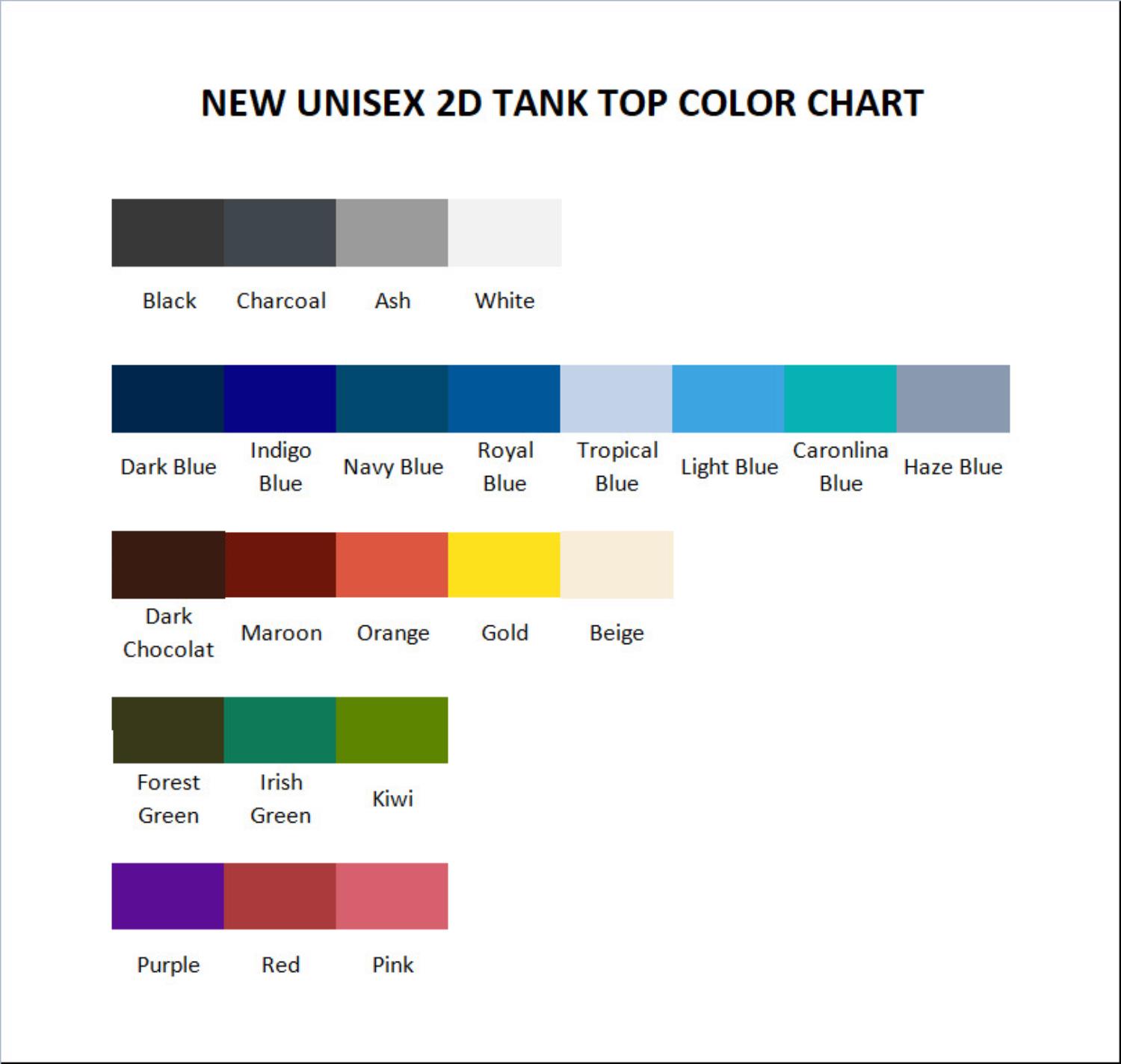 tank top color chart - Mortal Kombat UK Shop