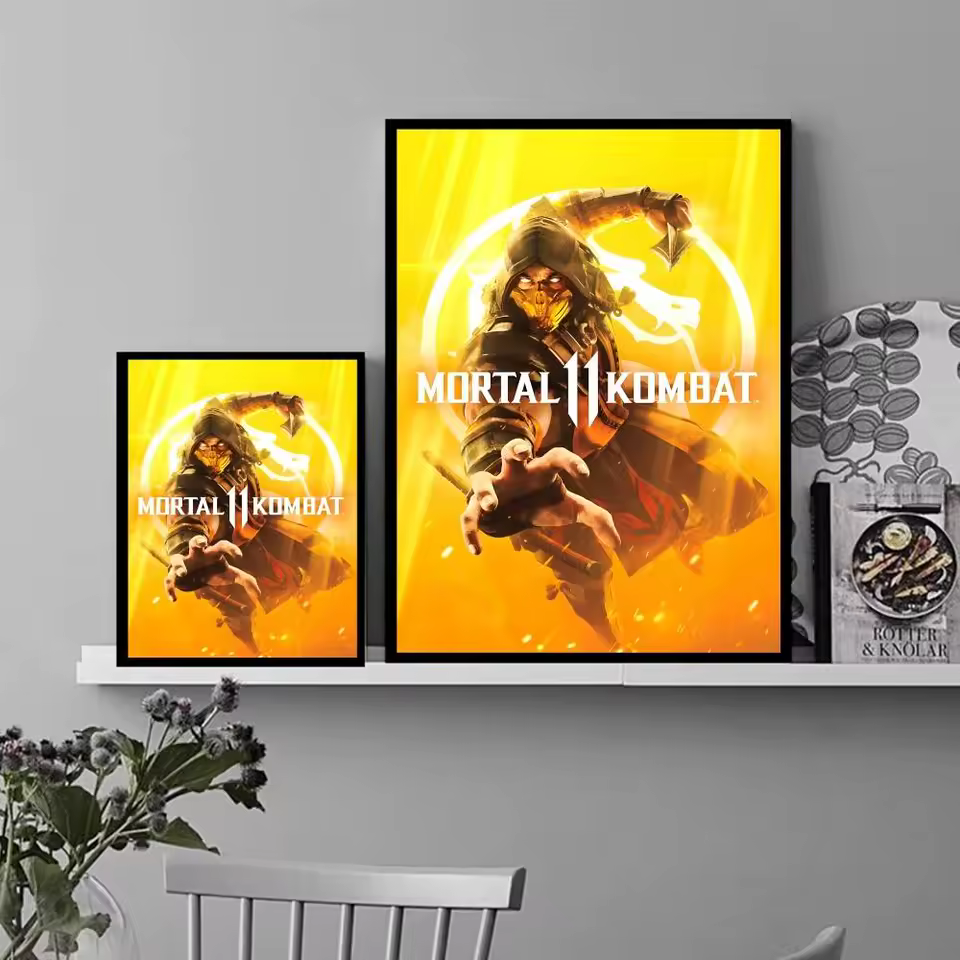 Mortal Kombat Dragon Emblem Fire Logo Wall Art