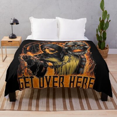 Mortal Kombat Scorpion Get Over Here Throw Blanket