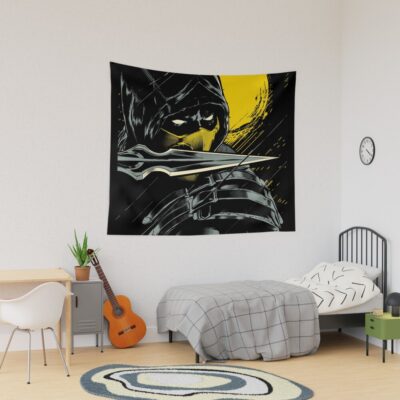 Mortal Kombat Scorpion Serious Ninja Tapestry