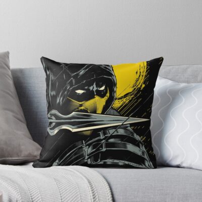 Mortal Kombat Scorpion Serious Ninja Throw Pillow